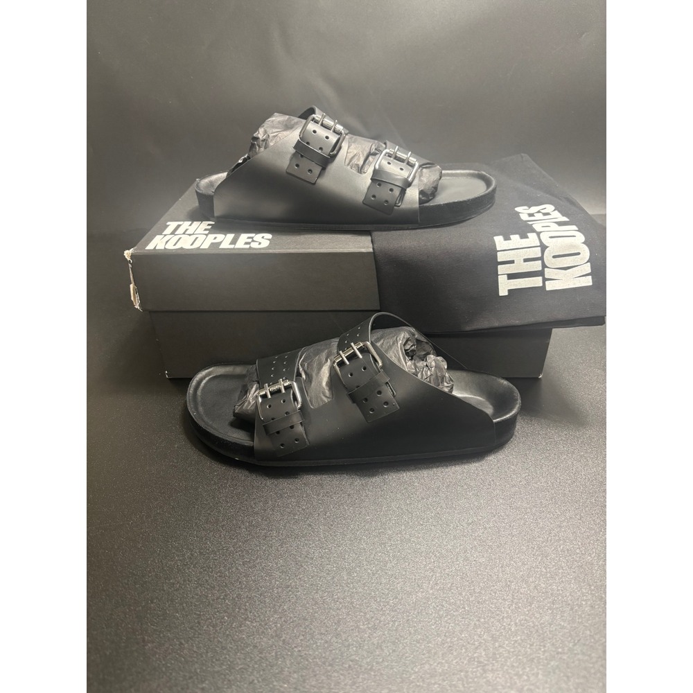 The Kooples NEW Slides Sandals Buckle Accents Black FR‎ 40/U9